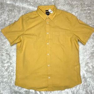 NWT GAP Mens Button Down Casual Shirt Cotton/Linen Blend.Yellow.Size Large